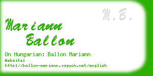 mariann ballon business card